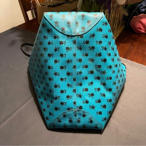 Coach City Signature Reversible Tote Bag - Turquoise/Blk Rose Print - Picture 11 of 16